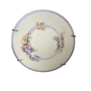 Vintage Limoges France Floral Decorative‎ Plate Wall Hanging Lavender Trim